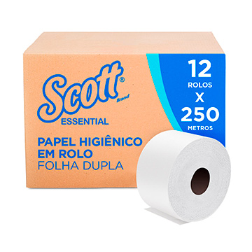 Papel Higienico Rolo 250m Scott Essential FD 29g CX 12UN