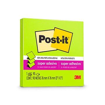 Bloco Adesivo Post-it 3M 76X76mm Verde Neon Refil
