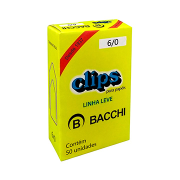 Clips Galvanizado Bacchi Nº6/0 Leve CX 50UN