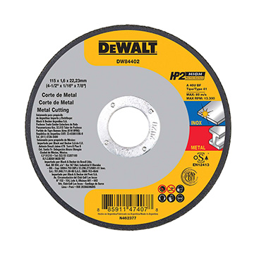 Disco Corte Dewalt Inox HP2 4 1/2 x 1,6mm x 7/8