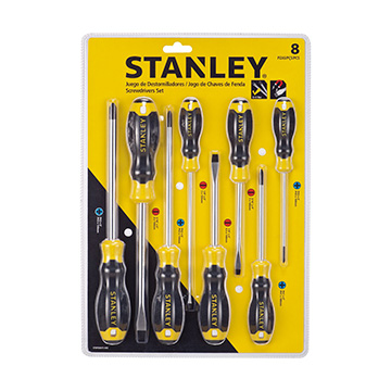 Jogo Chave Fenda e Philips Stanley Emborrachadas 8PÇ