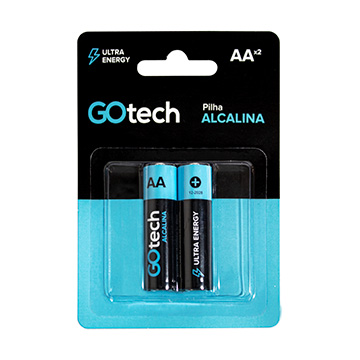 Pilha Alcalina Go Tech AA LR6 Pequena 2UN
