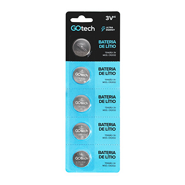 Bateria de Lítio Go Tech CR2032 3V Moeda 5UN