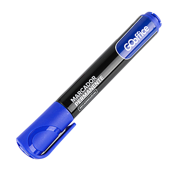 Marcador Permanente Go Office 5,0mm Recarregável Azul