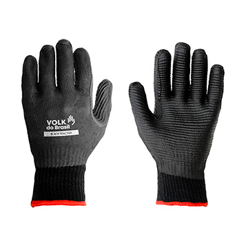 Luva Tricotada Volk Black Tractor Térmica Banho Borracha G