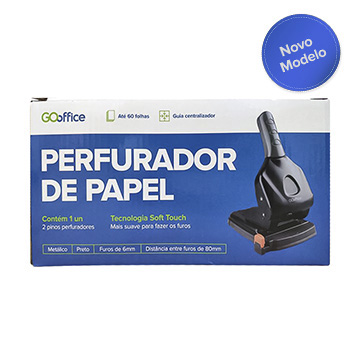 Perfurador de Papel Go Office Metálico 2 Furos p/60fls