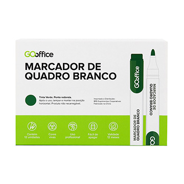 Marcador para Quadro Branco Go Office Verde CX 12UN