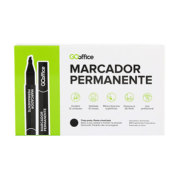 Marcador Permanente Go Office 4mm Preto CX 12UN