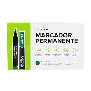 Marcador Permanente Go Office 4mm Verde CX 12UN