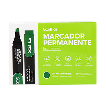Marcador Permanente Go Office 5,0mm Recarregável VD CX 10UN