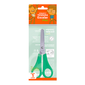 Tesoura Escolar Leo e Leo 13cm Ponta Arredondada