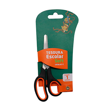 Tesoura Escolar Leo e Leo 14cm Cabo Emborrachado