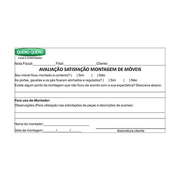 Bloco Avaliação Satisf Montagem Móveis QQ PCT 10UN
