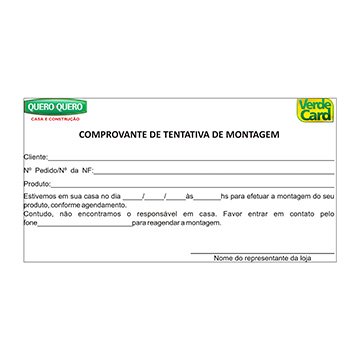 Bloco Comprovante Tentativa Montagem  QQ PCT 10UN