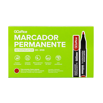 Caneta Retroprojetor CD/DVD Go Office 2mm Vermelha CX 12UN