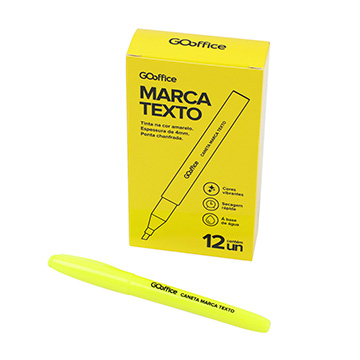 Caneta Marca Texto Go Office Amarela CX 12UN