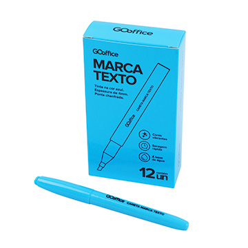Caneta Marca Texto Go Office Azul CX 12UN