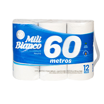 Papel Higiênico Rolo 60m Bianco Neutro L12P11 FS PCT 12UN