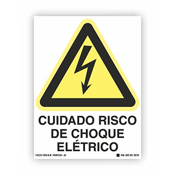 Placa Fotoluminescente Risco Choque Elétrico 30x40cm