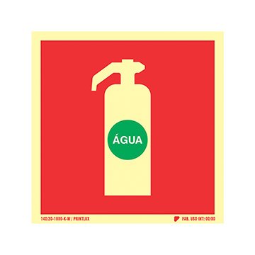 Placa Sinalização Fotoluminescente Extintor Água 20x20cm
