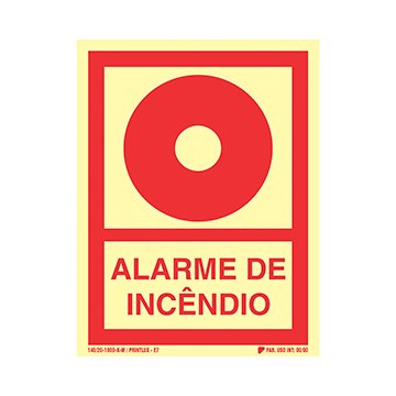 Placa Sinalização Fotoluminescente Alarme Incêndio 20x30cm