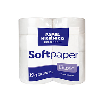 Papel Higiênico Rolo 300m Softpaper Basic FS 19g FD 8UN