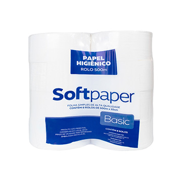 Papel Higiênico Rolo 500m Softpaper Basic FS 19g CX 8UN