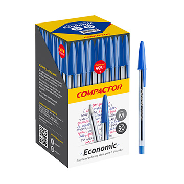 Caneta Esferográfica Compactor Economic 1.0mm Azul CX 50UN