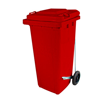 Contêiner Plástico Wite Vermelho com Pedal 120L