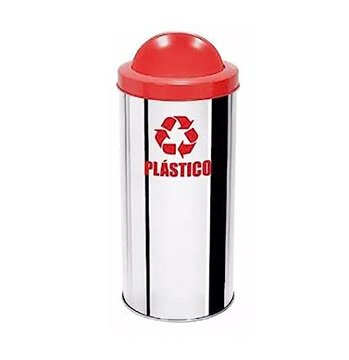 Lixeira Inox Basculante Vermelho 50L