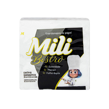 Guardanapo Folha Dupla Mili Bistrô 23x22,5cm 50UN