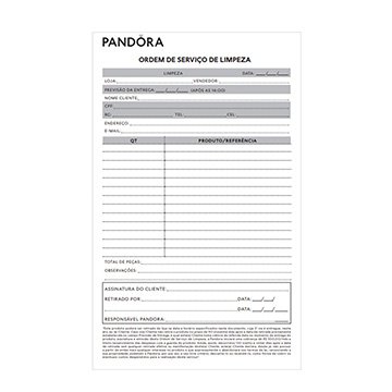 Bloco Ordem de Serviço de Limpeza Pandora 50fls