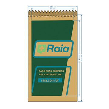 Saco Papel Kraft Raia VII PCT 500UN P 26,5x13,5x5,2 Rebrend
