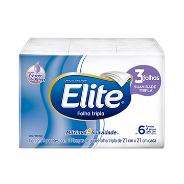 Lenço de Papel Elite Folha Tripla PCT 6UN