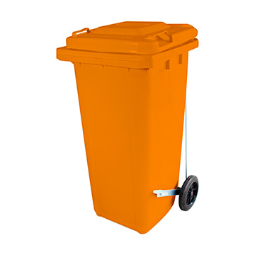Contêiner Plástico Wite Laranja com Pedal 120L
