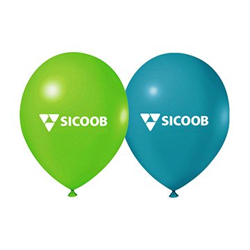 Balão Sicoob 8" Verde Limão/Azul Ártico PCT 100UN
