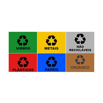 Kit Adesivo Coleta Seletiva BB 20cm x 16cm PCT 6UN
