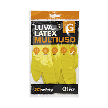 Luva Látex Flocada Go Safety Multiuso Amarela G 1PAR