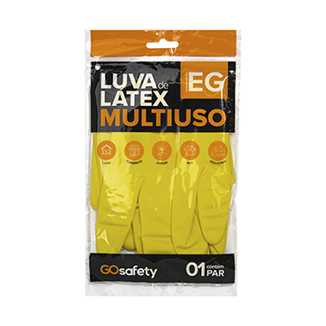 Luva Látex Flocada Go Safety Multiuso Amarela EG 1PAR