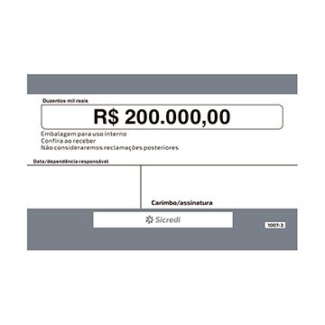 Etiqueta de Dinheiro (200 mil) Sicredi PCT 200UN