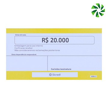Etiqueta de Dinheiro Amarela (20 mil) Sicredi PCT 200UN