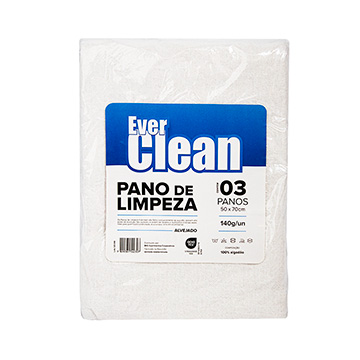 Pano de Limpeza Everclean 140g Alvejado 50x70cm PCT 3UN
