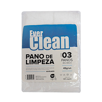 Pano de Limpeza Everclean 45g Alvejado 30x60cm PCT 3UN