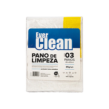 Pano de Limpeza Everclean 85g Alvejado Tarja Amarela 45x65cm