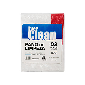 Pano de Limpeza Everclean 85g Alvejado Tarja Vermelha 45x65c