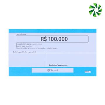Etiqueta Dinheiro Azul (100 mil) Sicredi PCT 200UN