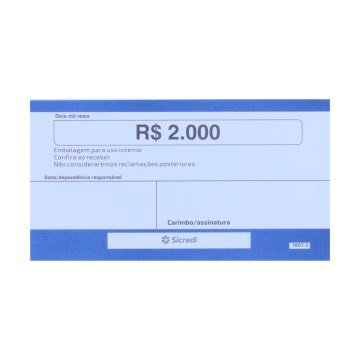 Etiqueta Dinheiro Azul Escuro (2 mil) Sicredi PCT 200UN