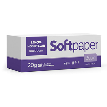 Lençol Hosp. de Papel 0,70m Softpaper Basic FS 20g CX 6UN