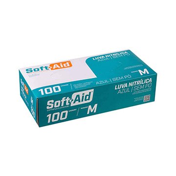 Luva Nitrilica Descartável M Proc.Não Cirurg. sem Pó 100 unidades | Soft Aid Med