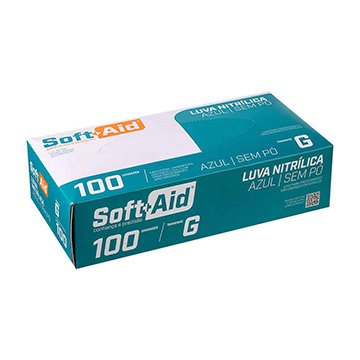 Luva Nitrilica Descartável G Proc.Não Cirurg. sem Pó 100 unidades | Soft Aid Med
